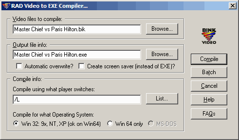 Compile to EXE Window